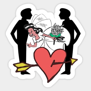 Passionate wedding dress and boys in profile Sticker